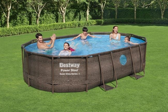 Piscine BESTWAY hors sol ovale Power Steel Swim Vista rotin 488 x 305 x 107cm - illustration 2